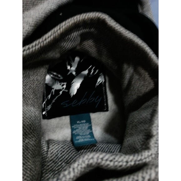 Sebby Jacket Coat Womens Large Hooded Gray Pea Coat Button Closure Belt - Picture 6 of 10